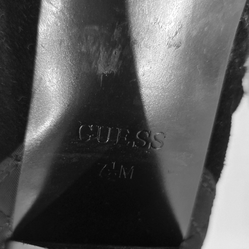 GUESS Black Quilted Lace Up‎ Women's Platform Ankle Boots Heeled Combat Size 7.5 - Picture 10 of 10